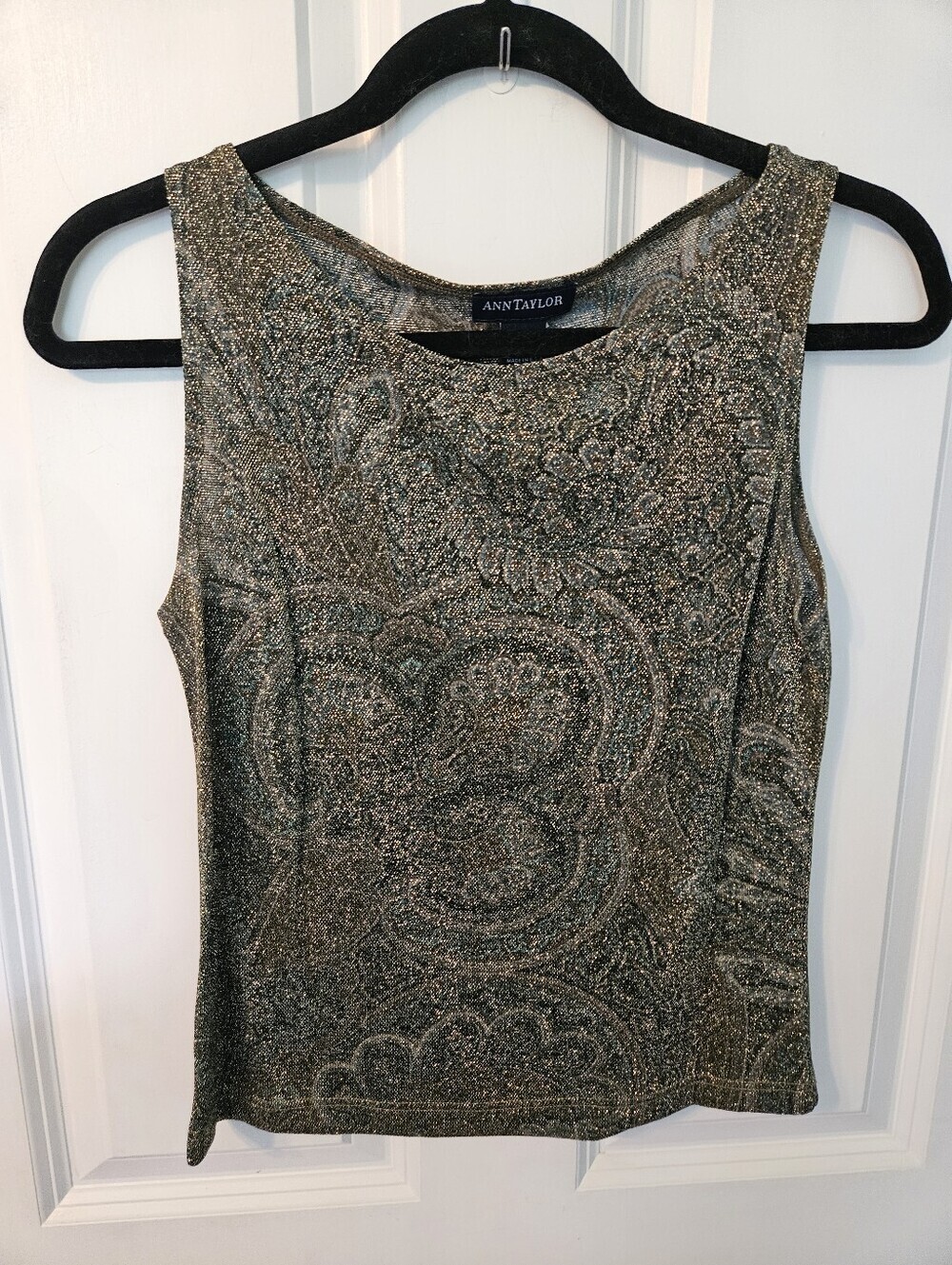 Ann Taylor Vintage 90's Metallic Gold Paisley Sleeveless Camisole
